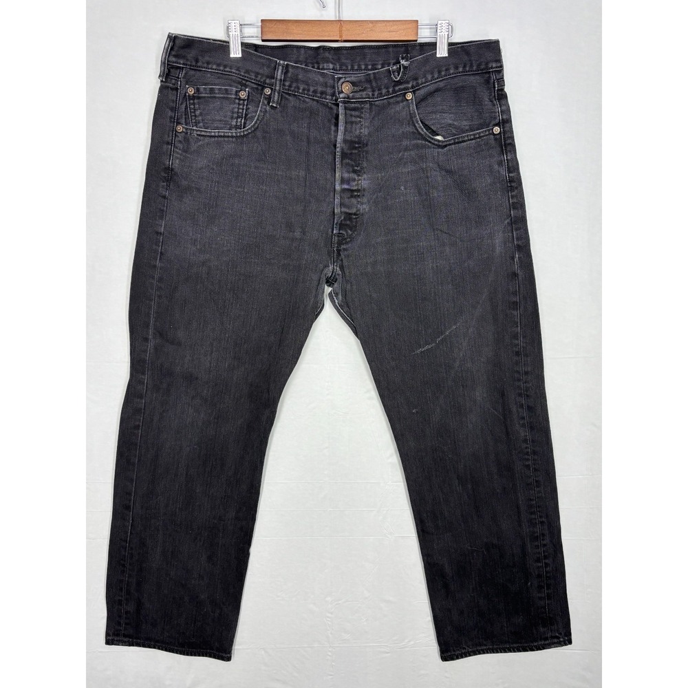 Levi's 501 Straight Leg Jeans Mens Black Denim Button Fly Comfort 5-Pocket 39x28